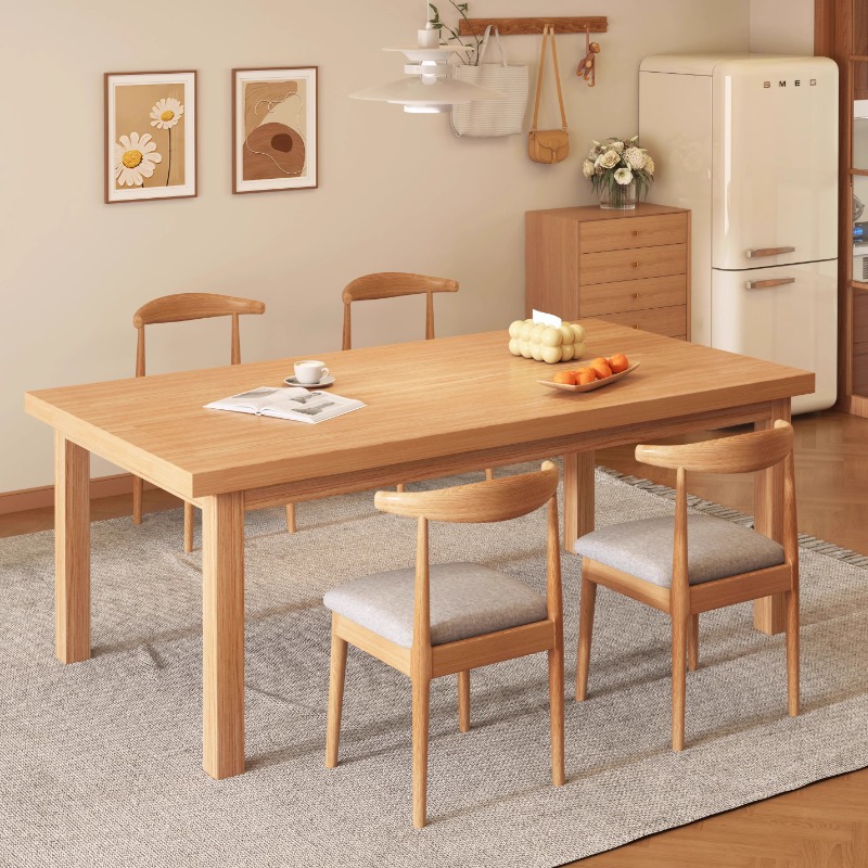 Mesa de comedor casera de piernas de madera sólida mesa de comedor estilo medieval simple mesa de comedor rectangular mesa de té sala de estar mesa de comedor combinación de sillas