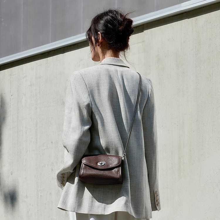 Qiu Zhen Envelope Bag For Women Chain Shoulder Crossbody Bag Genuine Leather Small Vintage Casual Niche Handbag - Thumbnail 3
