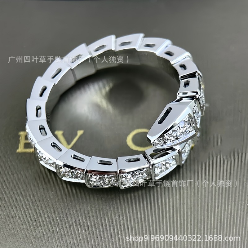 Baojia 蛇型リング レディース シルバー メッキ 18K ローズゴールド フルダイヤモンド スネークヘッド オープン スネークボーン リング ファッショナブルで多用途なカップルペア|undefined