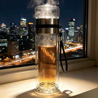 改价非严高档茶水分离杯2025新款水杯双层泡茶杯男士玻璃杯防爆