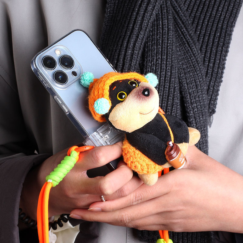 [Teléfono trasero] sombrero creativo abeja cachorro teléfono móvil corda trasera clips colgar decoración pareja extraña chica mochila de compras