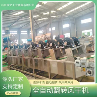 全自动食品包装袋清洗风干流水线大型果蔬翻转式沥水风 干机厂家