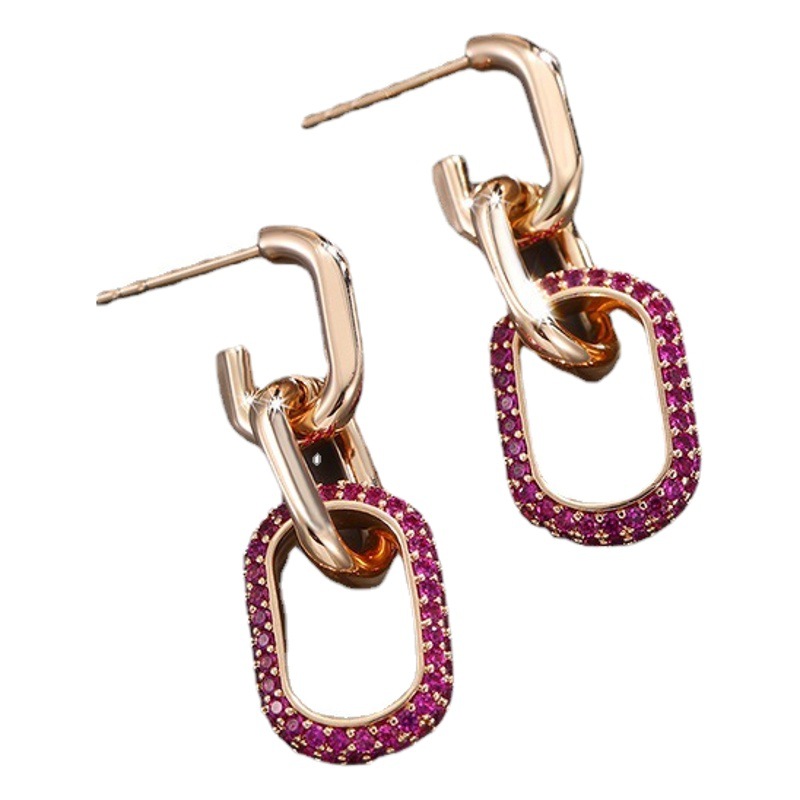 Xuping joyería simple geométrico oval pendientes luz nicho de lujo retro pendientes de alto grado temperamento pendientes de moda para las mujeres