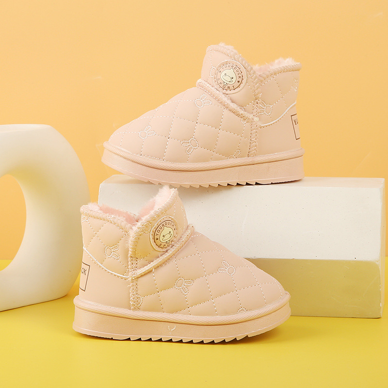 Botas de nieve para niños, niños, niños, niños, niños, niños, zapatos de algodón cálidos de terciopelo más gruesos de invierno, botas de algodón para niños antideslizantes