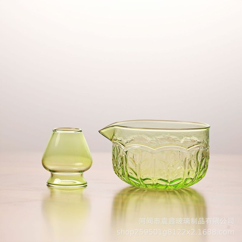 跨境专供麦穗抹茶碗日式带嘴玻璃碗茶具配件宋代点茶工具茶筅立|undefined