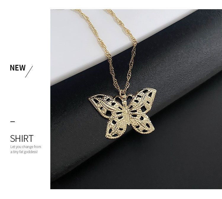 Retro Butterfly Copper Plating Pendant Necklace 1 Piece