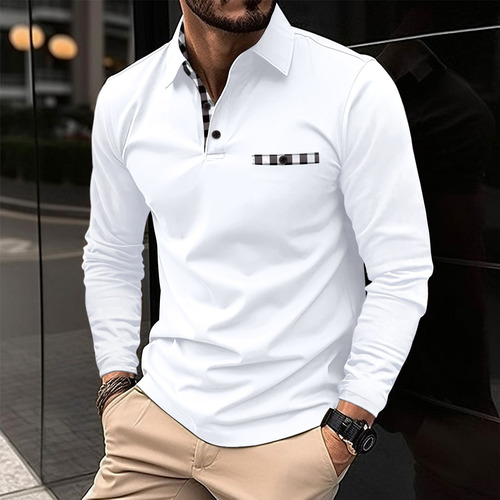 European and American ins cross-border  autumn AliExpress Amazon polo shirt zipper stand-up collar men's sports polo shirt 