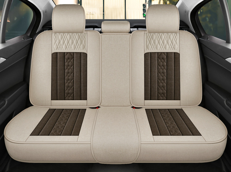 2025 Linen Car Cushion Four Seasons Universal Comfortable Breathable Fully Enclosed Fabric Seat Cover New Five-Seat Special