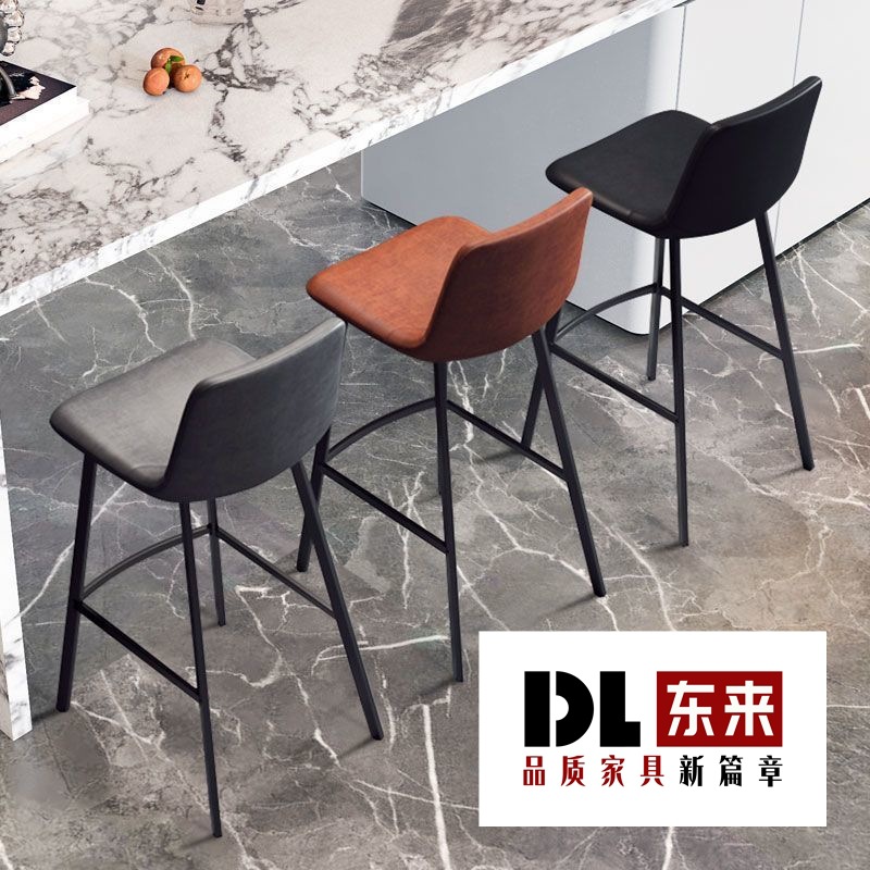 Light Luxury and High-End Home High Chair Italian Bar Chair Stool Iron Backrest Art Modern Simple Island Chair