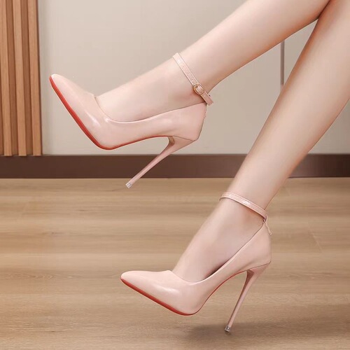 Strap high-end nude high heels New spring and autumn high heels 10 super unbreakable nude heel sexy thin heel one word cm