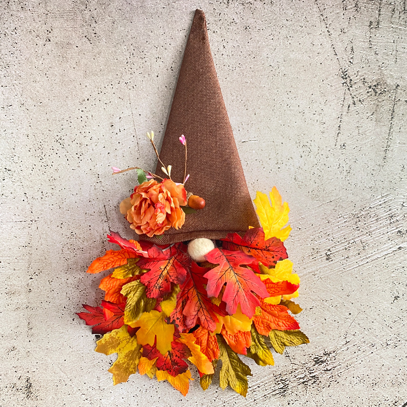 Garden of Love Autumn Harvest Festival Figurine Door Hanger 2023 New Rustic Style Pointed Hat Flower Crown Forest Style Photo Prop Hat