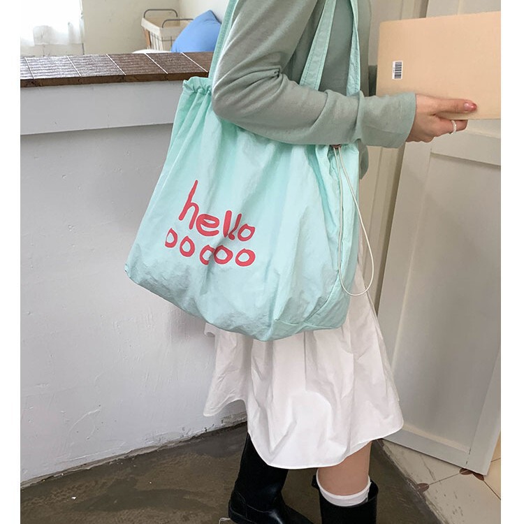 Wholesale Large-Capacity Shoulder Bag for Women, Letter-Printed Handbag, Casual Drawstring Large Tote Bag, Summer Commuting Wholesale Large-Capacity Shoulder Bag for Women, Letter-Printed Handbag, Casual Drawstring Large Tote Bag, Summer Commuting