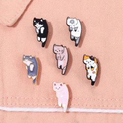 Cute Siamese creative adorable animal hanging cat alloy brooch clothing bag packaging ornament pin badge