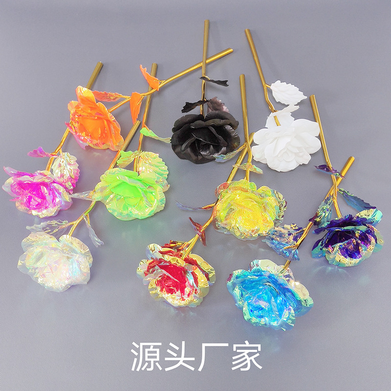 Cross-border color gold foil rose artificial flower single flower mother's day teacher's day gift small Christmas