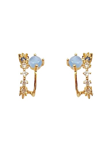 Korean niche exquisite small blue cat's eye stone romantic earrings with temperament, high-end earrings, retro earrings with temperament