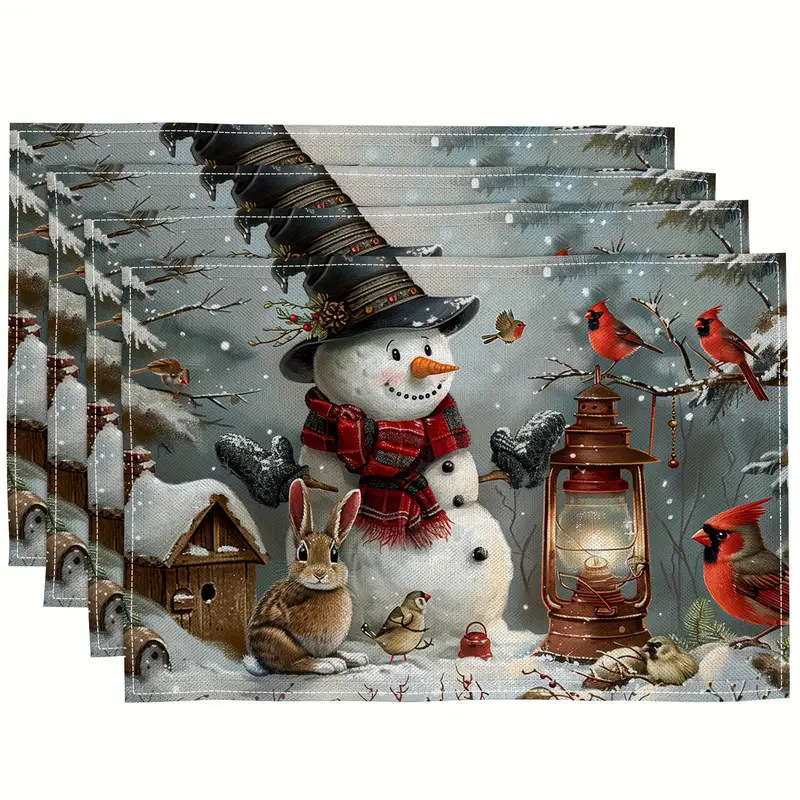 Transfronterizos lino almohadilla de mesa Aliexpress TEMU Amazon almohadilla de mesa cuadrada búfalo rojo almohadilla de Navidad Día de la Independencia