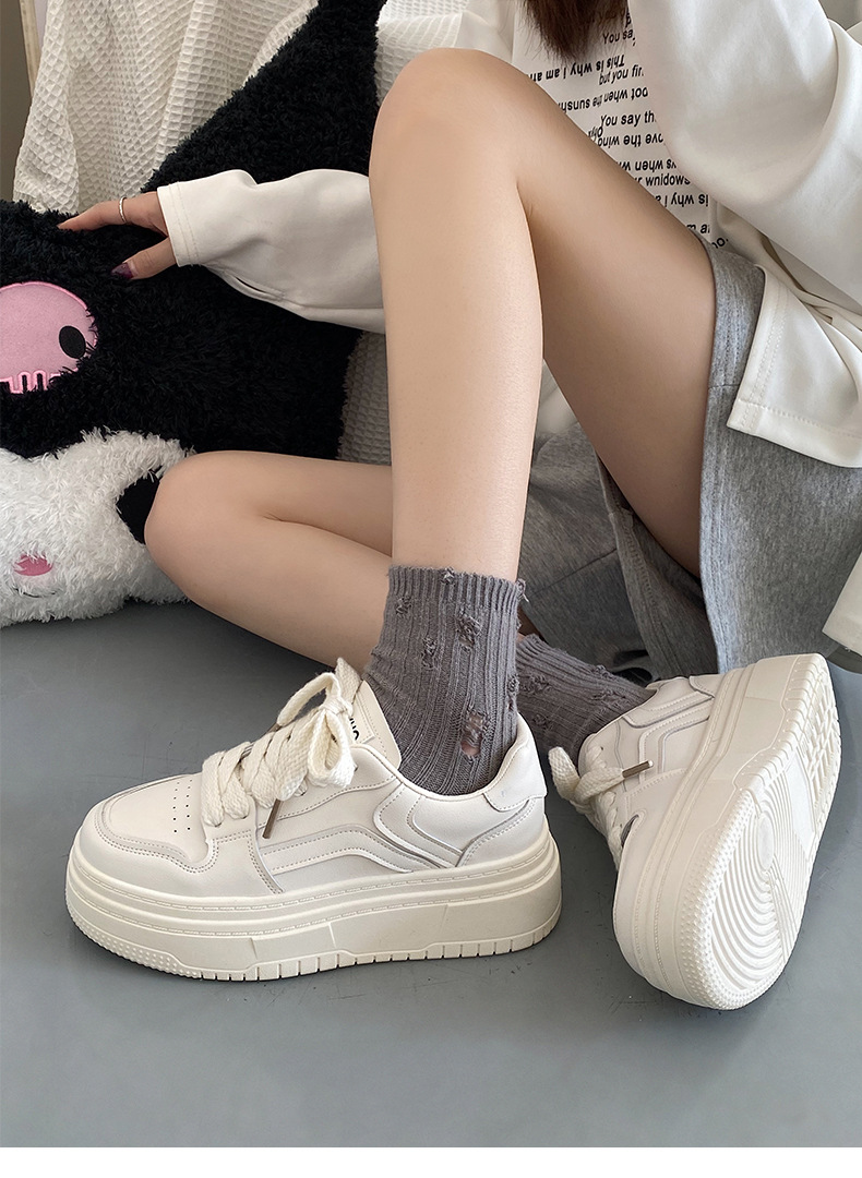 Queen Fan – chaussures de sport à semelles épaisses pour femmes, petites chaussures blanches, Style coréen, Cool Board, pour étudiantes, nouvelle collection automne/hiver 2022_voghion.com