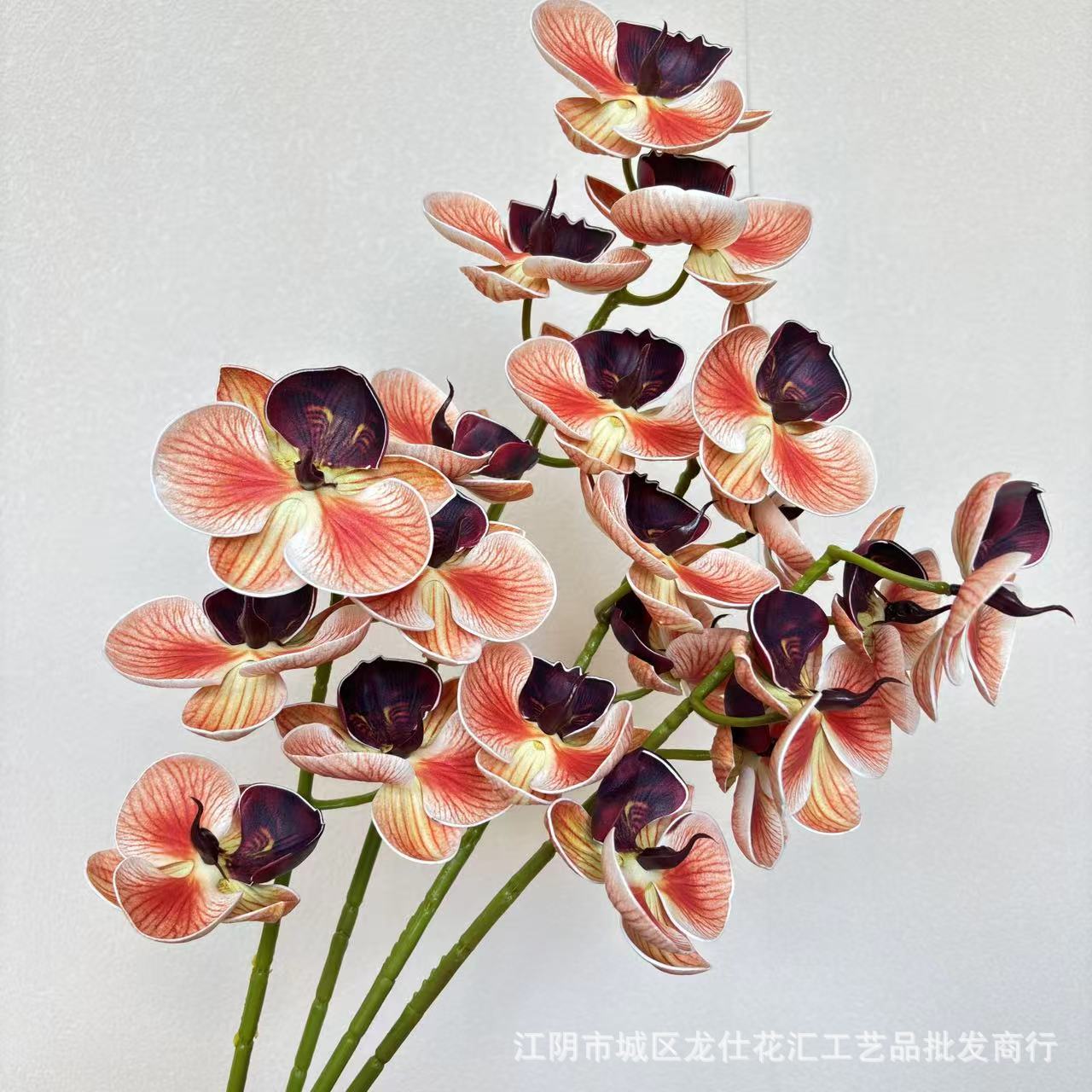 高仿贝贝蝴蝶兰厂家白色9头手感小蝴蝶兰婚礼酒店装饰花批发花