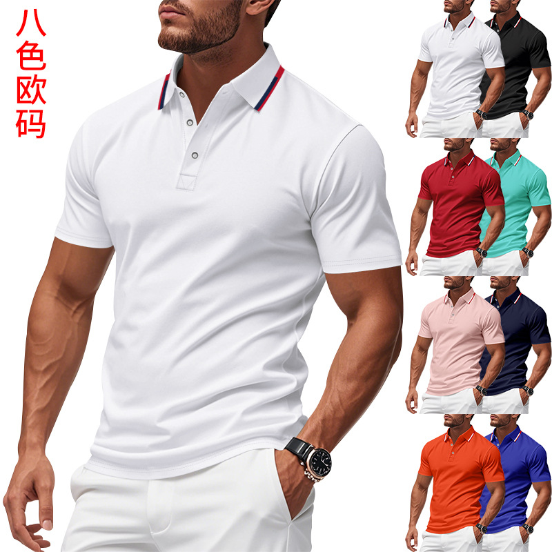 Cross-border Amazon Summer Hot European Size Men's Casual Business Golf Quick-drying Polo Shirt Short-sleeved European Size