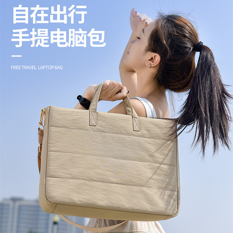 Fashionable Women's Shoulder Bag 14inch Large Capacity Airbag Shockproof 15.6inch Laptop Bag