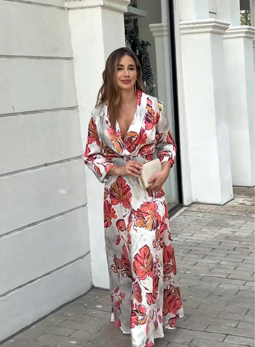 Women's Regular Dress Streetwear V Neck Printing Long Sleeve Flower Maxi Long Dress Holiday Daily display picture 3