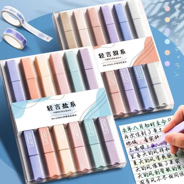 Double-Ended Highlighter Pen with High Aesthetic Appeal, Smooth and Quick-Drying, Eye-Friendly, Large Capacity, Suitable for Students, for Highlighting Key Points, Office Marking Pen