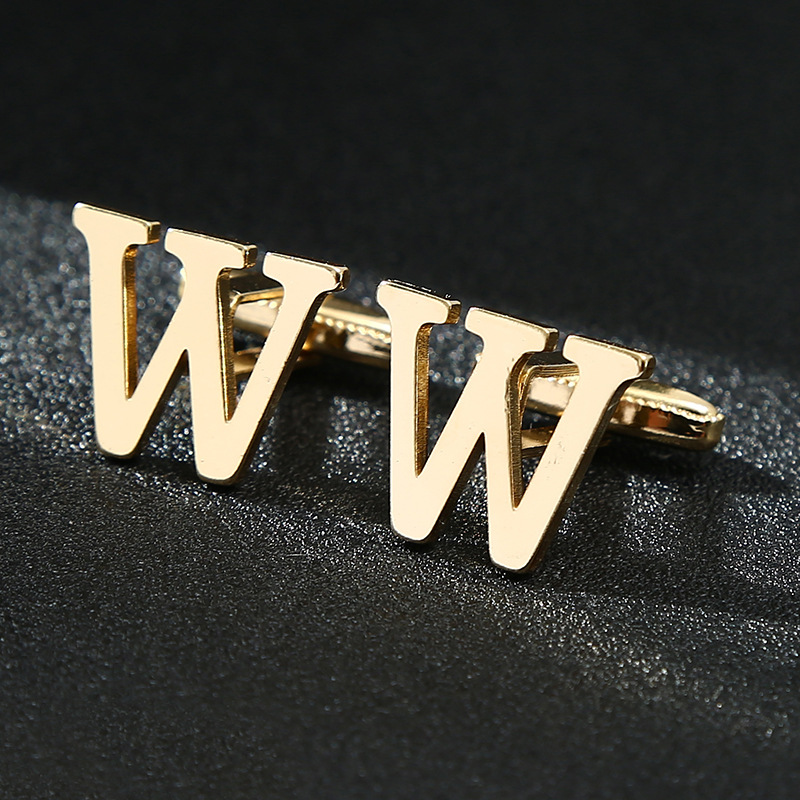 10g Weight Cufflinks Classification 1 Piece Quantity Casual Occasion Iron Material letter Pattern Unisex Gender Plating Design Vintage Style Style 1 Piece Vintage Style Letter Iron Plating Unisex Cufflinks 8