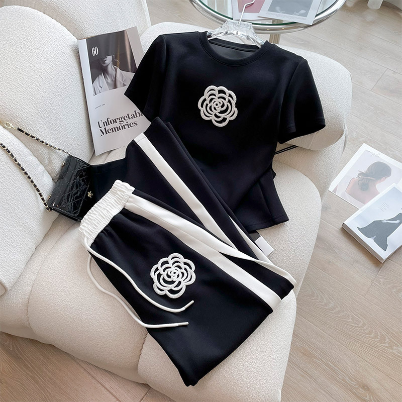Women's Clothing Style Sports Suit For Women Summer New Style High End Fashion Style Age Reducing Wide Leg Pants Two Piece Suit_ecoleips.com