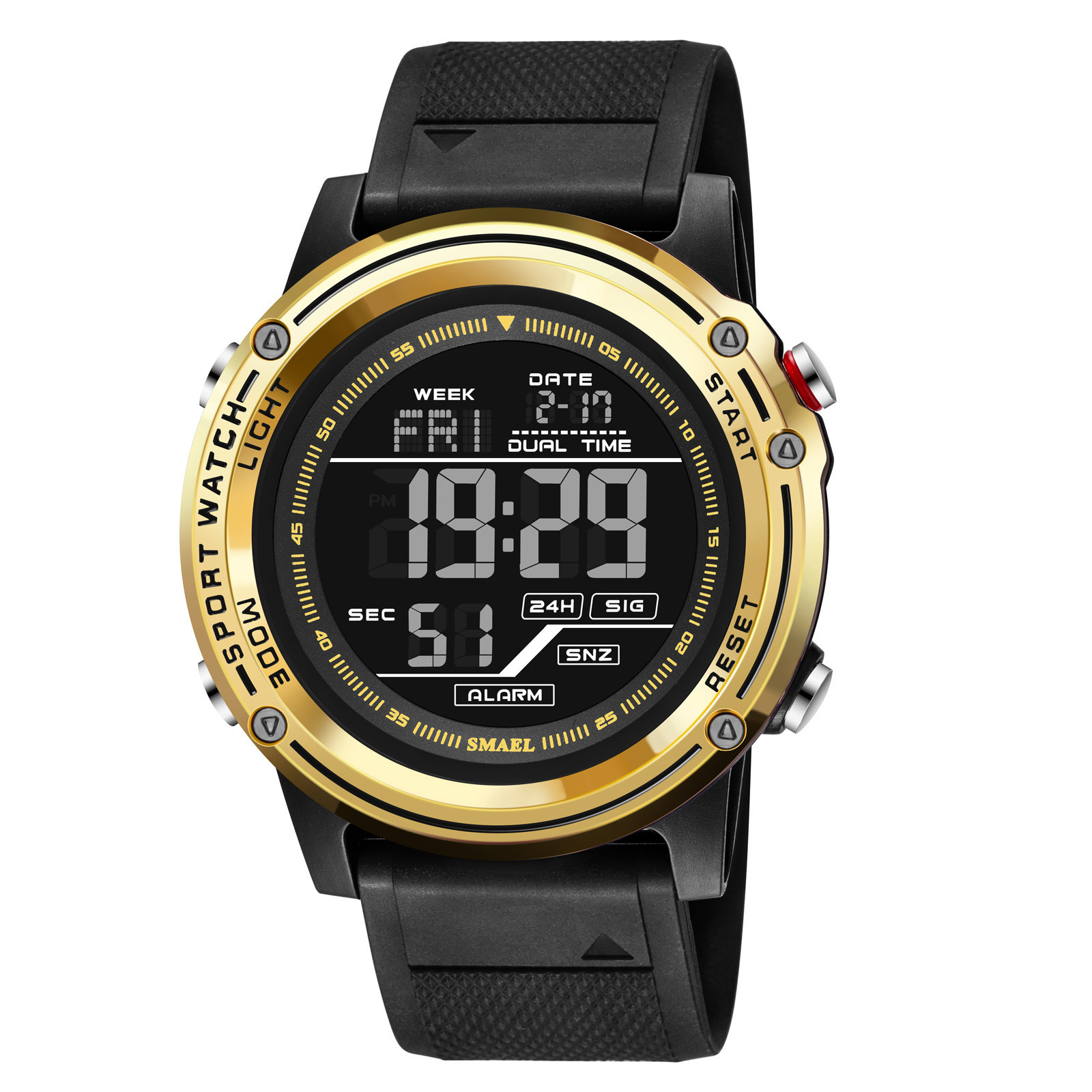 SMAEL reloj deportivo de pantalla única al aire libre estilo callejero personalidad impermeable reloj electrónico para hombres y mujeres