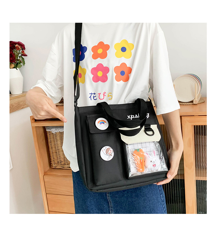FourPiece Primary School Student Schoolbag New Ins Style Korean College Junior and Middle School Students Large Capacity Canvas Backpackpicture7