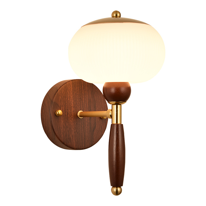 Lámpara de pared francesa retro dormitorio luz de cabezal de cama de madera maciza antigua sala de estar luz de pared de fondo estudio atmósfera luz de pasillo L271