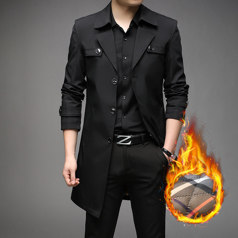 2024 Spring and Autumn New Mid Length Plus Cotton Windbreaker Men's Business Large Warm Coat 6 Colors_voghion.com