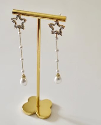 골든 미러 T 자형 귀걸이 랙 나비베이스 대형