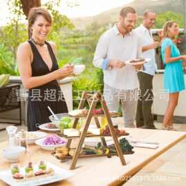木制纸杯蛋糕架甜点架农舍 3层甜点架复古托盘家庭派对熟食奶酪盘