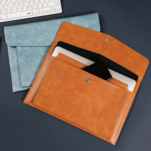 A4 Leather Document Bag Organizer Large Capacity Double Layer File and Archive Bag Business Briefcase Logo