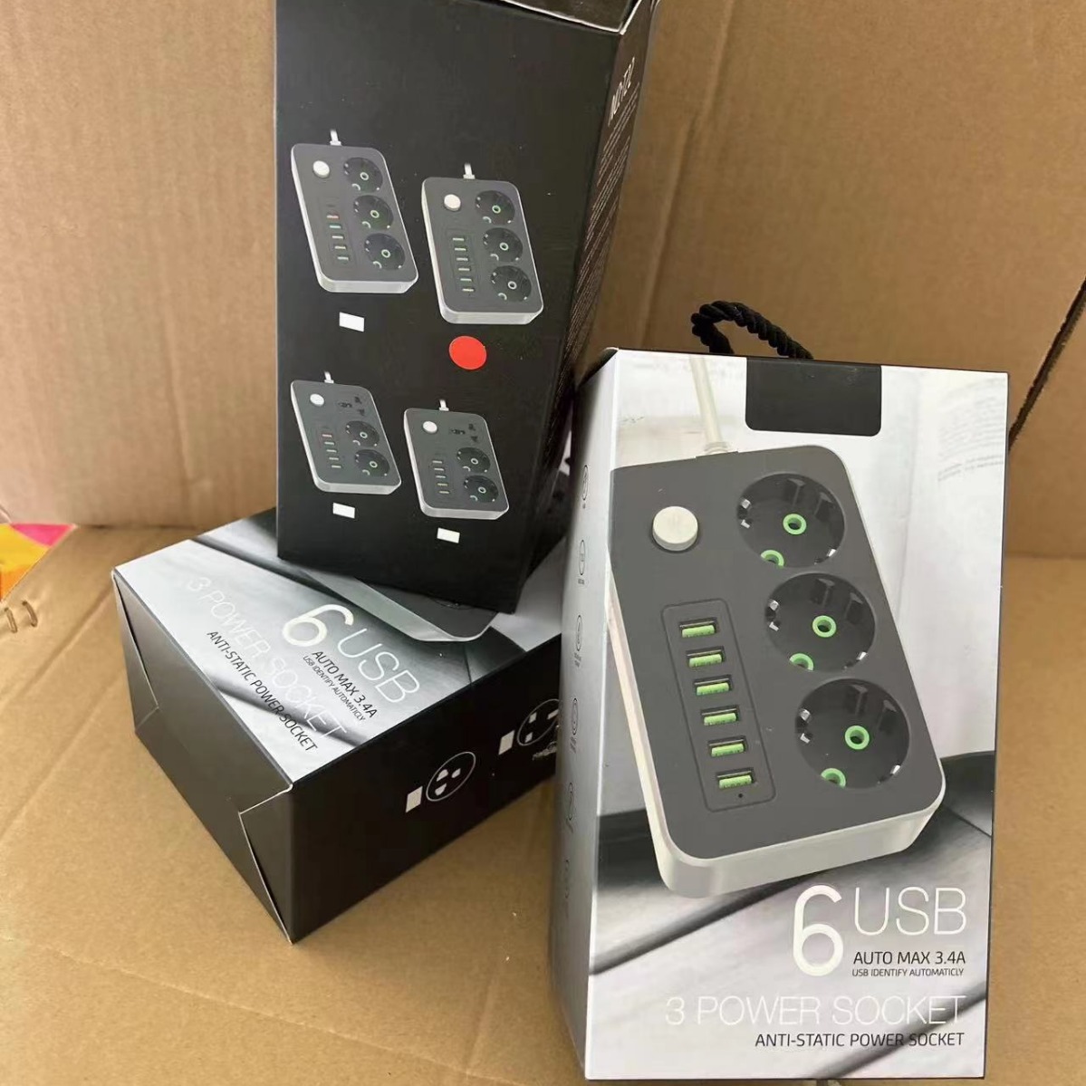 Explosión directa transfronteriza 6USB toma de corriente con tipo-C enchufe de línea de carga placa de conexión doméstica