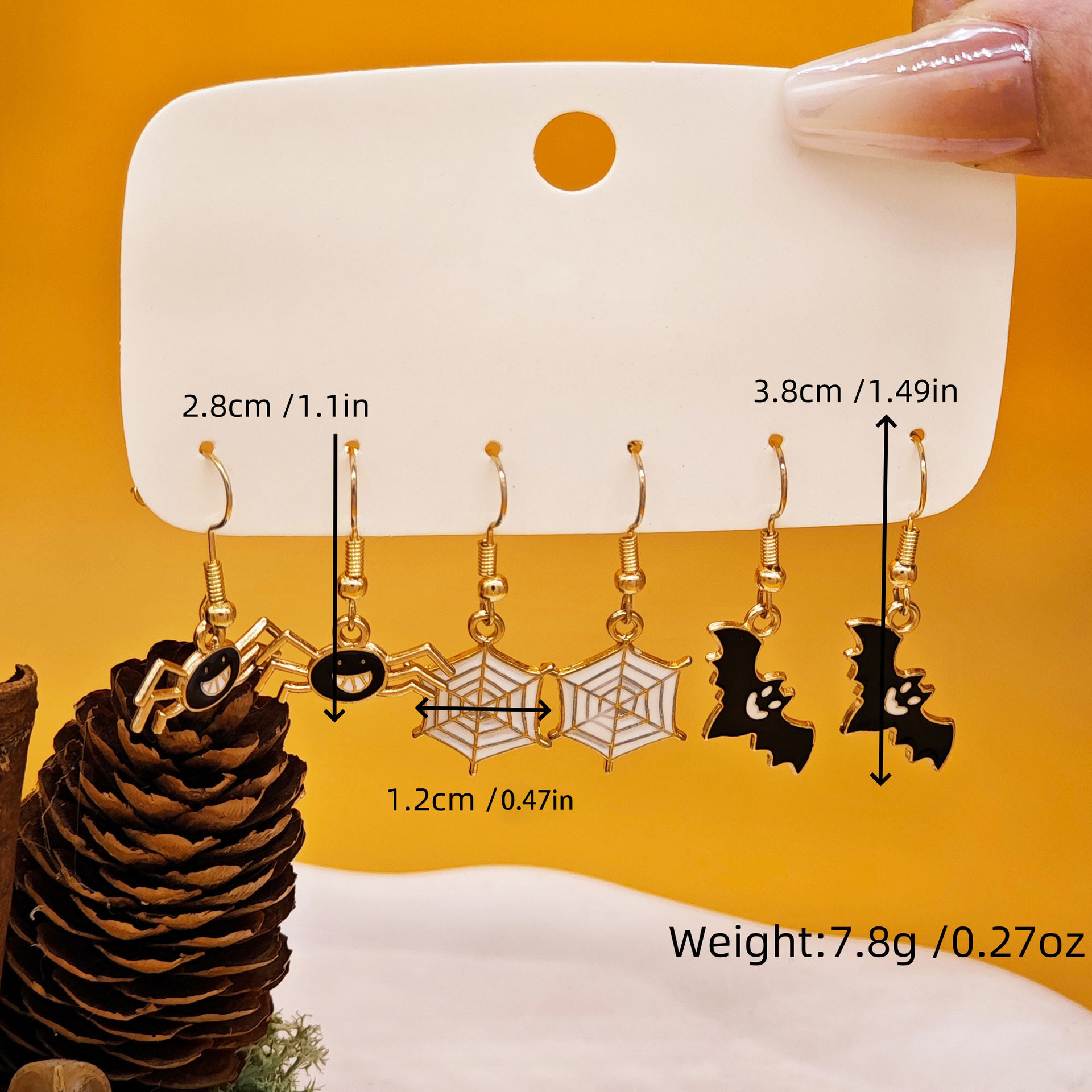20g Weight Alloy Ear Needle Material Drop Earrings Classification 1 Set Quantity Holiday, Daily Occasion Alloy Material Halloween Festival Pumpkin, Cat, Ghost Pattern Women's Gender Cartoon Style Style Enamel Craft Cartoon Style Pumpkin Cat Ghost Alloy Enamel Earring Sets For Women's Holiday Daily 11
