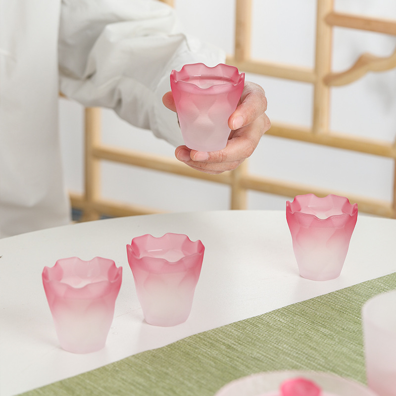 Japanese fuchsia matte glass tea set