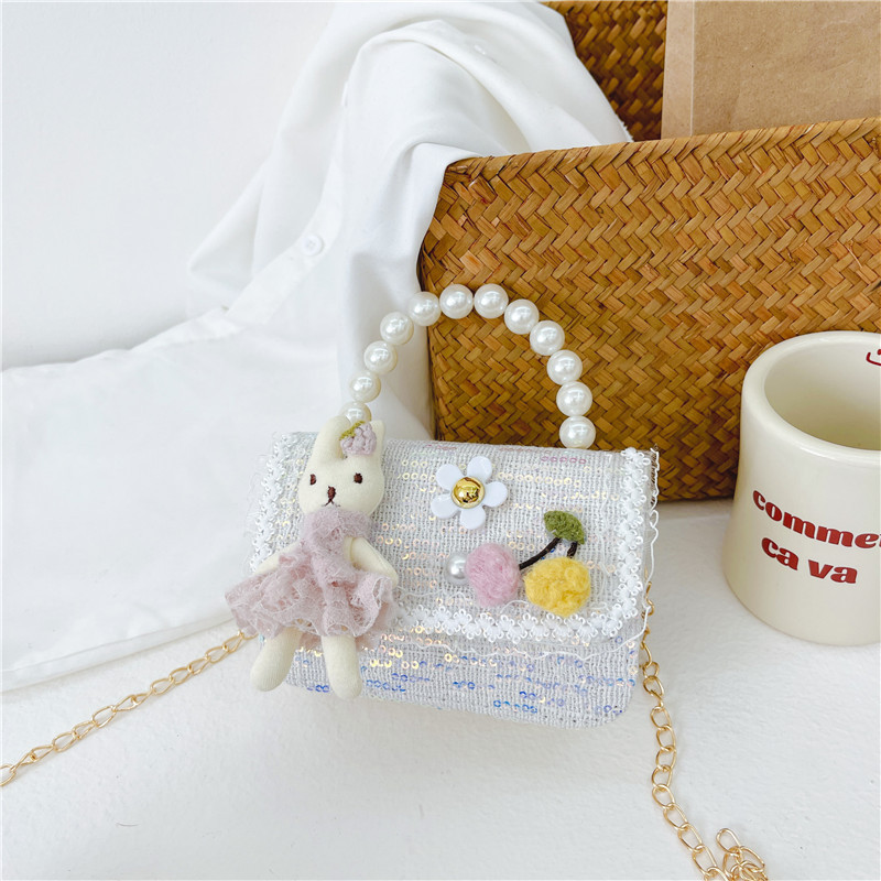 Bolso de La Perla de los niños 2023 nuevo lentejuelas pequeño bolso cuadrado moda lindo niñas bolsa decorativa bandolera