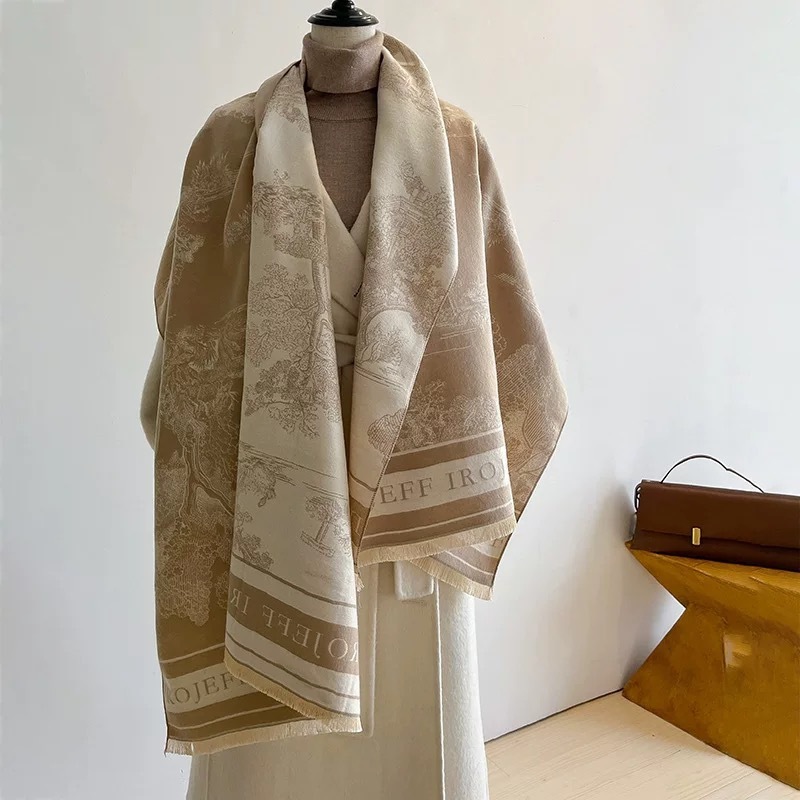 新しい秋冬の両面スカーフ、ファッショナブルで多用途、ハイエンドの模造カシミヤブランケット、暖かく厚みのあるアウターショールとスカーフ|undefined