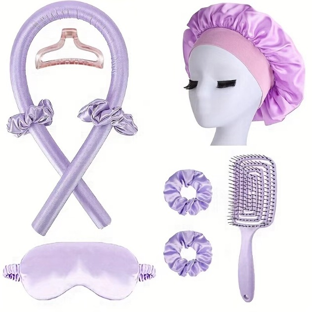 Comercio exterior transfronterizo sin rizador de calor, traje de venta caliente de Amazon, gorras para los ojos, gorros de ducha, sin calor, sin daño, almohada con cremallera individual