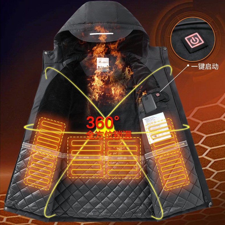 Chaqueta de calefacción inteligente para hombres y mujeres de otoño e invierno Chaqueta de viaje con calefacción de fibra de carbono USB Chaqueta de algodón con calefacción para hombres y mujeres de invierno