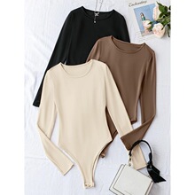 E 37766 Long Sleeve Round Neck Bodysuit Top ������������