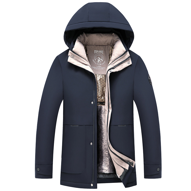 Cross-border para hombres y mujeres con pelusa más gruesa chaqueta con capuchón parker lana interior chaqueta de grafeno para papá calentamiento