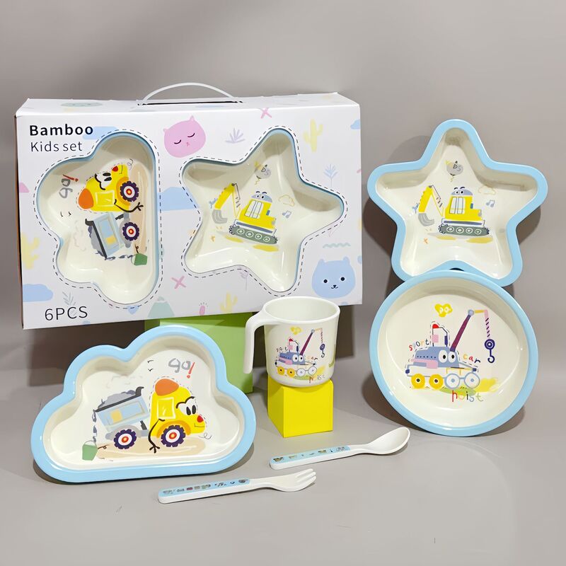 Children's Set Baby Bowl Food Grade Dinner Plate Cute 6inch Plate Cartoon Water Cup Food Supplementary Plate Home Gift Set