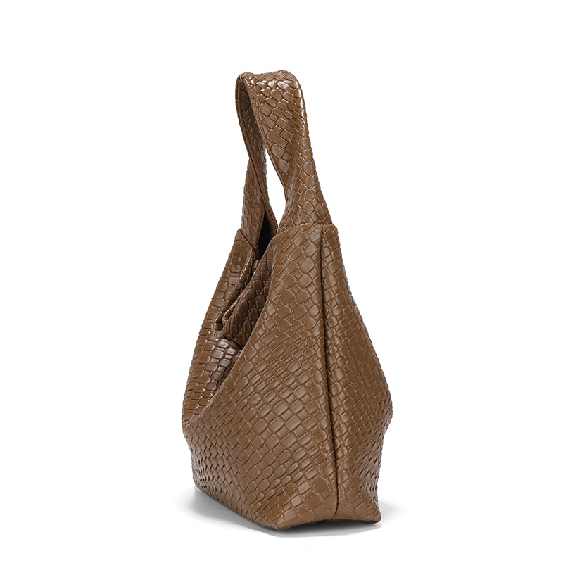 2024 New Large Capacity Casual Shoulder Korean Edition Solid Color Simple Handheld Women's Woven Texture Underarm Bag_voghion.com