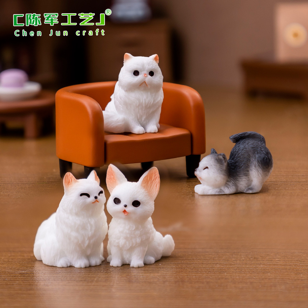 Micro landscape, creative cute small table decorations with accessories, kitten, cat, DIY decoration 3
