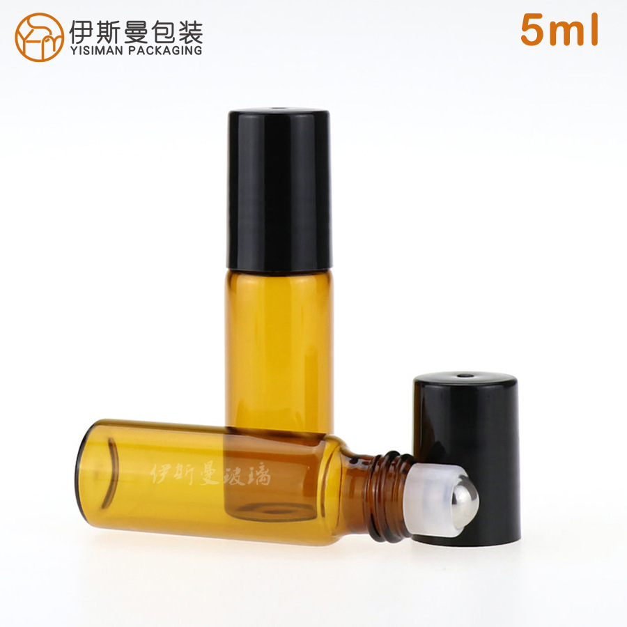 精油滚珠瓶5ml 茶色透明玻璃滚珠精油瓶走珠香水瓶化妆品小玻璃瓶