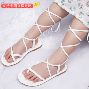 Cross-border Supply Summer Girls' Roman Sandals Niche Design Strap Stylish Comfortable Flat Foreign Trade Children's Shoes