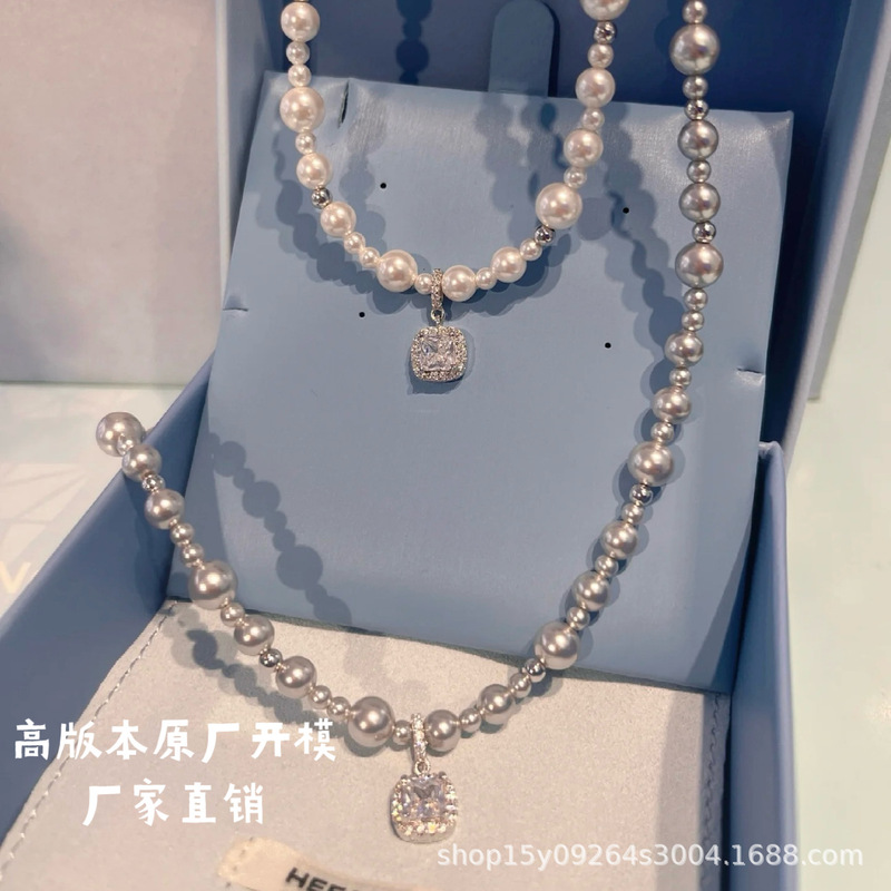 High Version Hefag Hejia Bubble Sugar Cube Necklace Accessories Accessible Luxury Elegant High-End Pearl Clavicle Necklace for Women